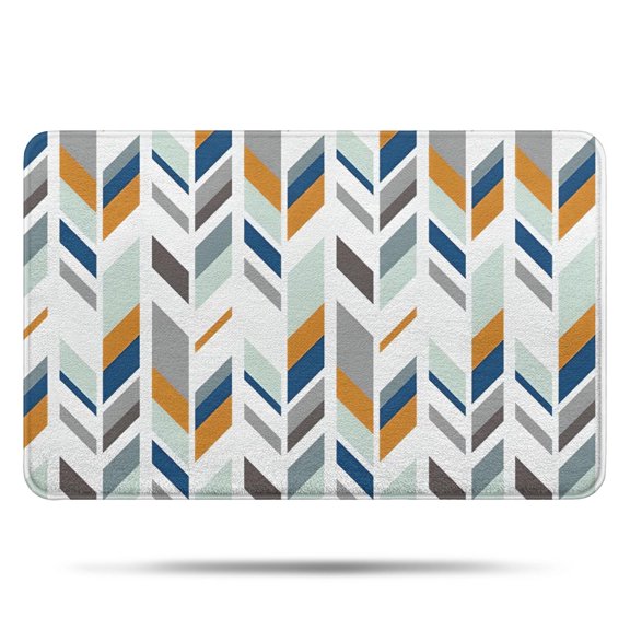 Multicolor Chevron Pattern Bathroom Rugs Mat,Non Slip Microfiber Bathroom Rug,Rubber Backing,Soft Bathroom Mats for Bathroom Floor,Tub and Shower,17x27in(43x68cm)
