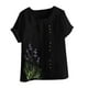 thumbnail image 4 of Vestidos Casuales Para Mujer, Blusas De Mujer De Moda Blusa informal de lino con cuello redondo y manga corta con botones para mujer, talla grande, estampada, 4 of 4