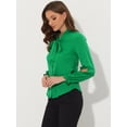 thumbnail image 4 of Blusa elegante Allegra K de gasa Verde XS con cuello de pajarita, 4 of 5