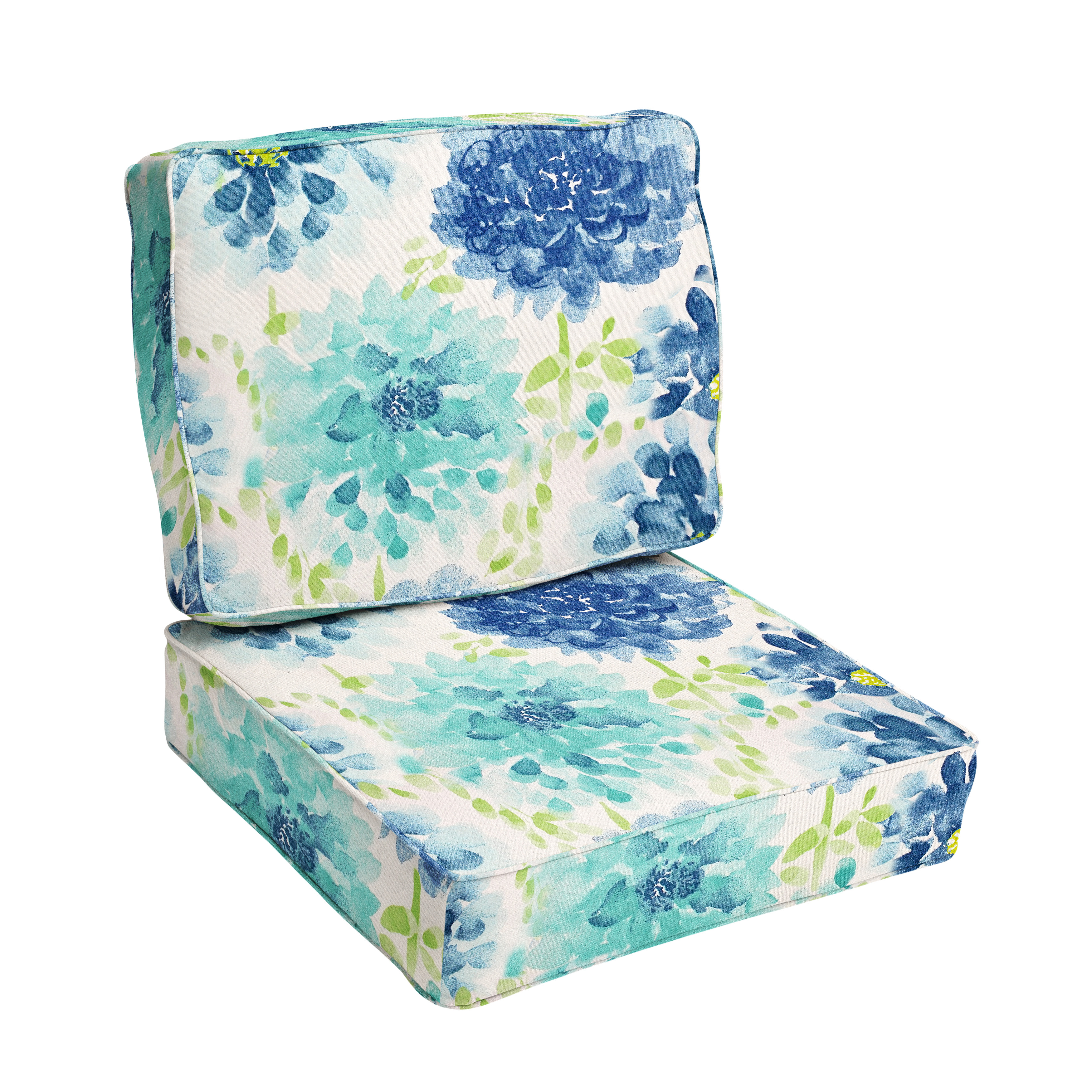 Sorra Home Gardenia Seaglass Indoor/Outdoor Corded Deep Seating Cushion Set