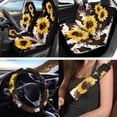 thumbnail image 2 of Jeiento Sunflower 12 PCS Car Seat Cover Full Set, with Steering Wheel Cover Seat Belt Strap Cover Trash Cans Brown Cow Print Cup Coaster Keychain Air Vent Storage Bag Universal Fit for Sedan Van, 2 of 7