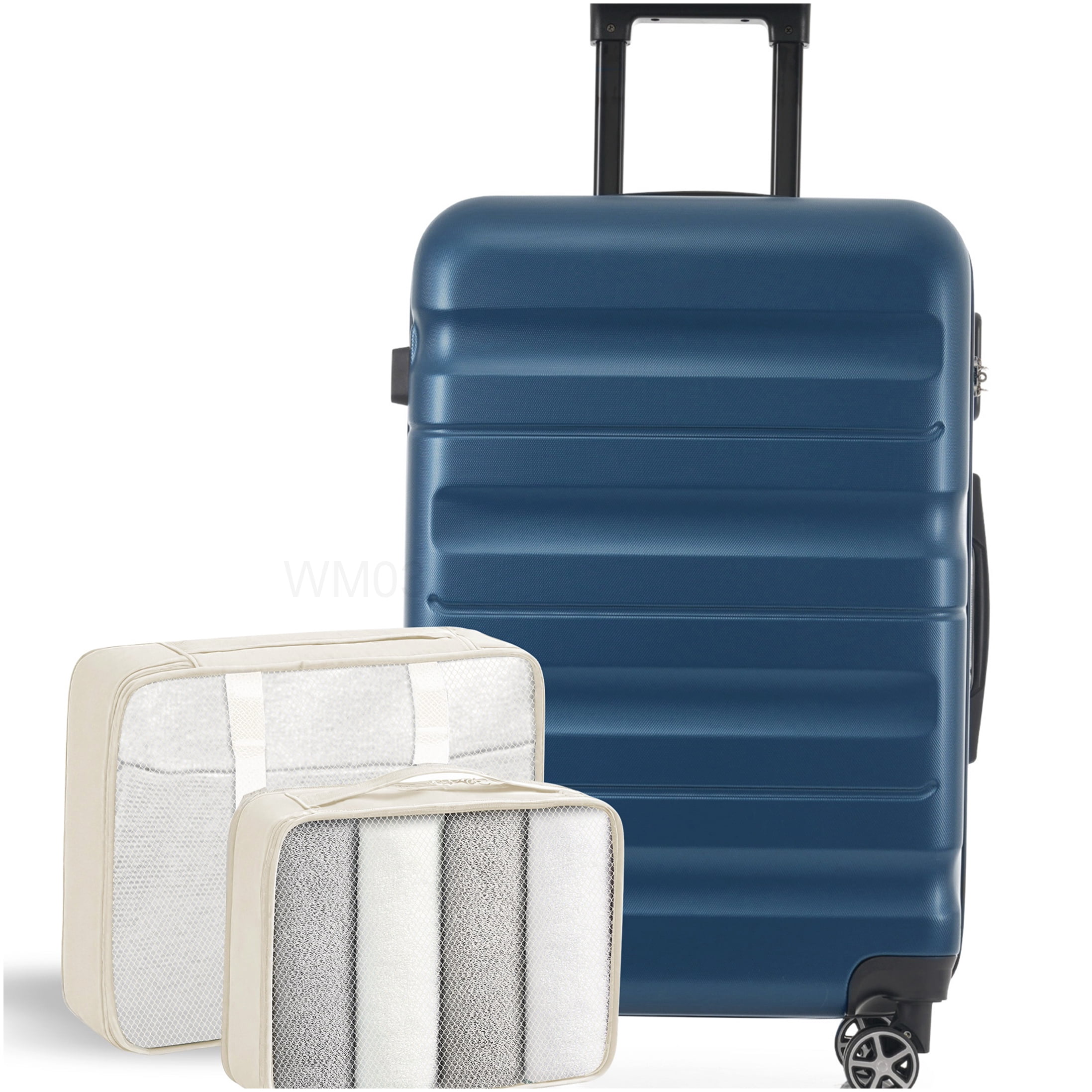 Lightweight ABS Hardshell Suitcase with 360° Spinner Wheels, 24-Inch Checked Luggage & Packing Organizers