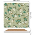 thumbnail image 2 of GZHJMY Square Drink Coasters, 4 Pcs White Small Flowers with Tosca Leaves Absorbent Ceramic Coffee Coasters for Drinks with Cork Base Housewarming Gift for Home Decor, 2 of 6