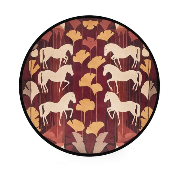 BZSMCE Round Decorative Floor Mat Equine Elegance Pattern 36.2IN