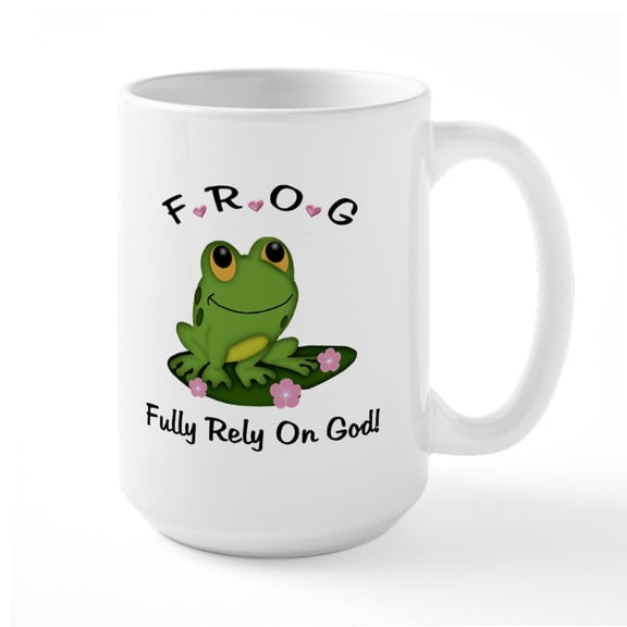 CafePress - FROG Fully Rely On God Large Mug - 15 oz Ceramic Large White Novelty Mug