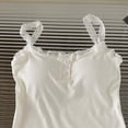 thumbnail image 4 of Tank Tops For Women Sevevn Women's Ribbed Knit Cami Top Lace Trim Button Front Tank Top with Chest Cushion White, 4 of 5