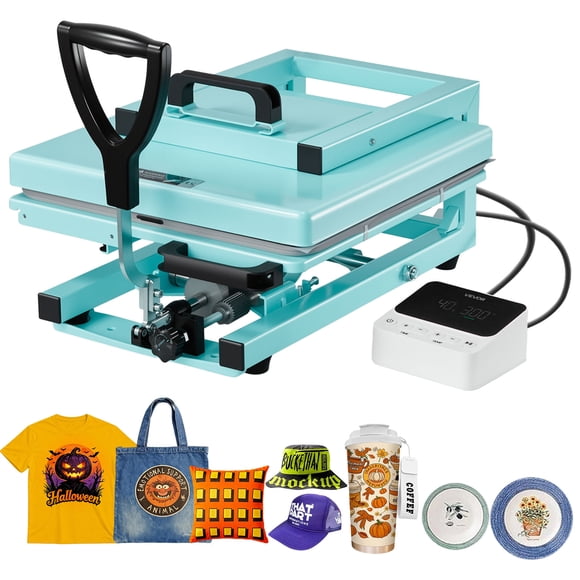 VEVOR Hybrid Heat Press, 15 x 15 inch, 5-in-1 Multifunction, Heat Up Fast and Even, All-New Patented Design, Easy to Control, Sublimation Press Machine