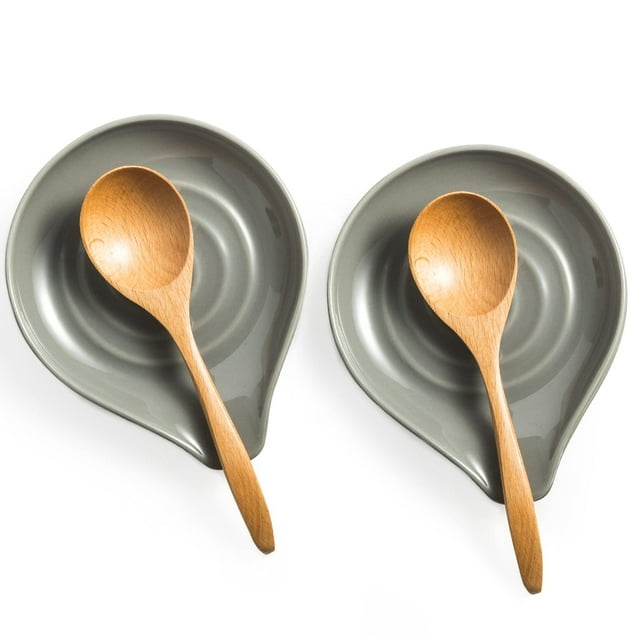 Soporte para cucharas LAUCHUH, cerámica gris, 15 x 13 x 2 cm, juego de 2