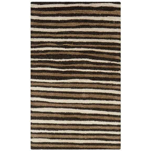 SAFAVIEH Martha Stewart Hand Drawn Stripe Area Rug, Tilled Soil Brown, 2'6" x 4'3"