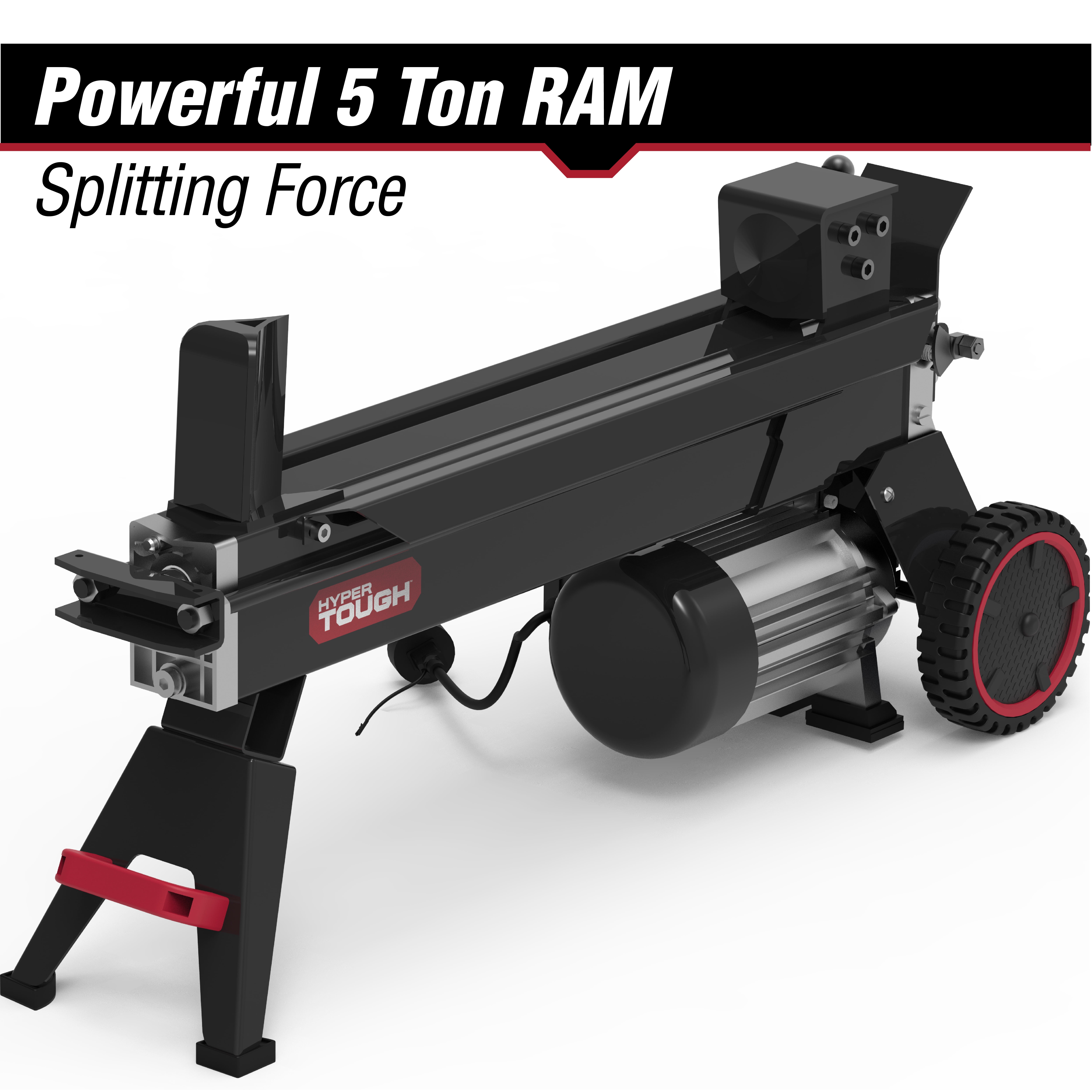 Hyper Tough 5 Ton Log Splitter, 15-Amp Induction Motor with Hydraulic Ram, Horizontal Use with Vertical Storage
