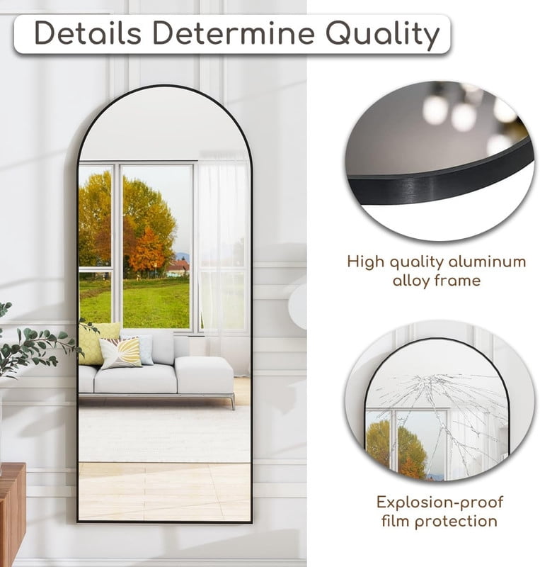 Lumora 21"x 56" Arched Full Length Mirror Floor Mirror Full Body Standing Mirror, Black