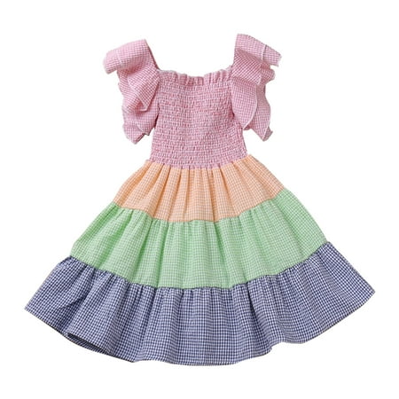 

Small Medium Sized Children s Summer Style Printing Dress Children s Small Flying Sleeve Short Sleeve Rainbow Dress Princess Dress Baby Girl Clothes