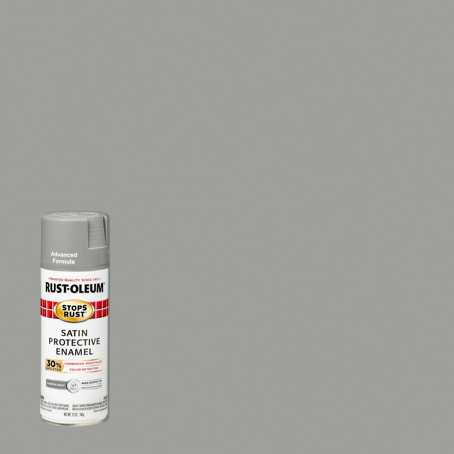 Coastal Gray, Rust-Oleum Stops Rust Advanced Satin Spray Paint, 12 oz