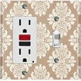 thumbnail image 1 of Metal Light Switch Plate Outlet Cover (Damask Tan 2 - Single Rocker Single Toggle), 1 of 2