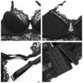 thumbnail image 5 of Women Push Up Embroidery Bras Set Lace Lingerie Bra and Panties and and High Waist Panty 3 Piece, 5 of 5