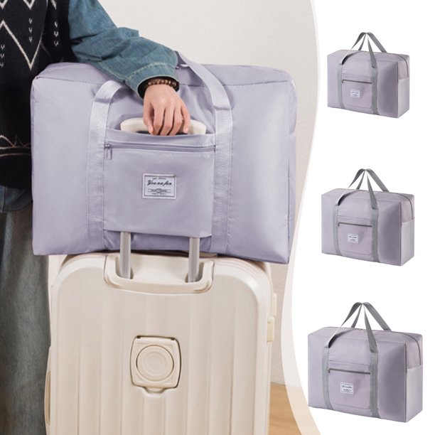 Bolsa de viaje plegable - Bolsa de gimnasio resistente al agua con correa de equipaje - Gris - 3 tallas (S, M, L) - Bolso de mano plegable para deportes y fines de semana