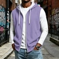 thumbnail image 2 of Delconic Mens Vintage American Style Sleeveless Hooded Zip Up Vest Casual Athletic Fleece Lined Waistcoat Lightweight Outerwear Light Purple 2XL, 2 of 8