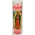 (2 pack) Prayer Candle V Guadalupe Rose Scent Pink Wax, 8 Inch