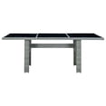 thumbnail image 2 of vidaXL Garden Table Light Grey Poly Rattan and Tempered Glass, 2 of 5