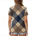thumbnail image 6 of JoveMarine Women's Casual Short Sleeve Button Up Shirt with Lapel Collar Striped Plaid Print Blouse Lightweight Top for Daily Wear Spring/Summer Dark Blue L, 6 of 6