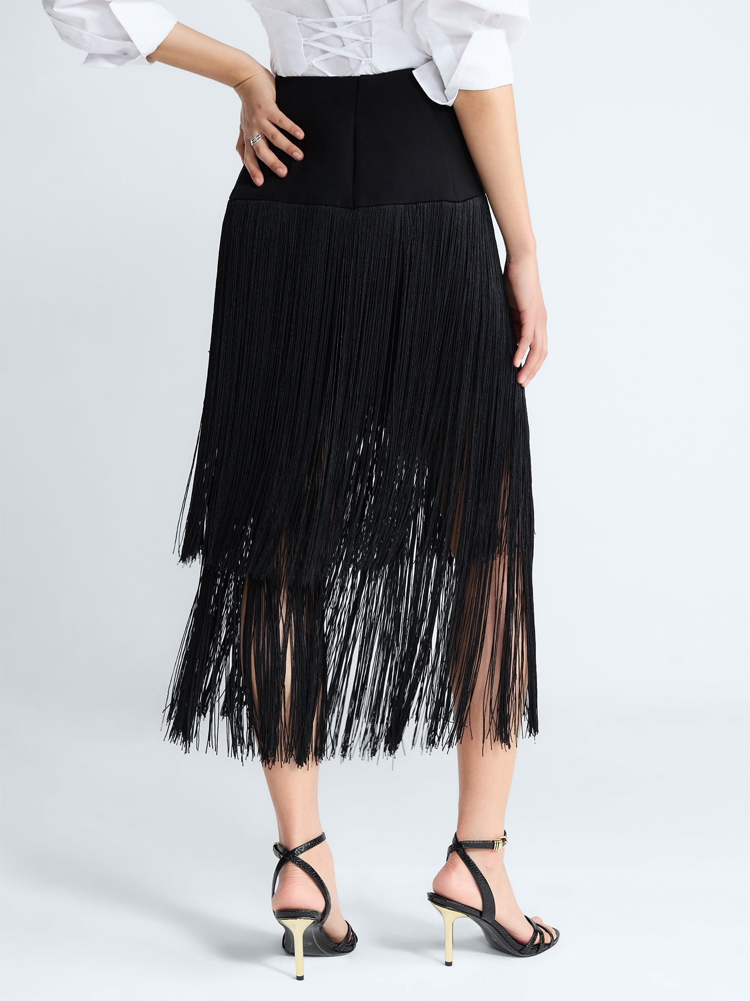 Devil Wears Prada Scoop Collection Women's and Women's Plus Fringe Skirt, Sizes 0-26W