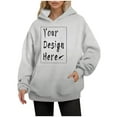 thumbnail image 6 of Ediodpoh Women's Autumn and Winter Solid Color Thin Style Plus Size Pocket Long Sleeved Hooded Sweatshirt Pullover Sweatshirt Womens Hoodies Light Gray XL, 6 of 9
