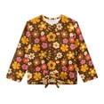 thumbnail image 5 of Xixirimido Retro Boho Floral Pattern Girls Long Sleeve Shirts Casual T-shirt Loose Fit Tunic Tops Crewneck Tie-hem Blouse Tees for Fall Winter, Size 11-12, 5 of 7