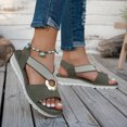 thumbnail image 3 of Rokment Womens Comfortable Platform Wedge Walking Sandals 2026 Stylish Casual Suede Buckles Elastic Ankle Strap Slip on Slingback Dressy Summer Shoes Green Size 8.5, 3 of 5
