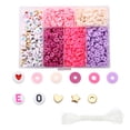 thumbnail image 1 of 1161 Pcs Perles en Argile 6mm Rondes Plates Perles Intercalaires en Argile Polymère Perle Lettre Alphabet Rose, 1 of 7