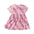 thumbnail image 1 of Robes pour Filles Été Manches Courtes Col Rond Mignon pour Fêtes et Usage Quotidien Robe pour Tout-Petits Rose 6-7 Ans, 1 of 3
