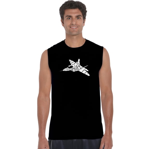 LA Pop Art Men's Word Art Sleeveless T-shirt - FIGHTER JET - NEED FOR SPEED