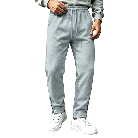 Turilly Sweatpants Men's Straight Leg Sweatpants with Ankle Zippers Drawstring Elastic Waist Casual Track Pants