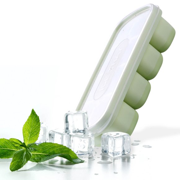 EGNMCR Ice Cube Tray Lce Trays Ice Tray With Spill-Resistant Removable Lid Stackable & Easy-Release Ice Trays 8 Ice Trays Suitable For Cocktail Whiskey Chocolate Ice tray mold