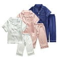 thumbnail image 1 of KYAIGUO Ensemble de Pyjamas en Satin à Manches Courtes pour Enfants Garçons Filles 1-10 Ans, 1 of 9