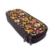 thumbnail image 6 of Picia Sunflowers Mushrooms Pattern Large Capacity PU Leather Pencil Case Organizer Pen Marker Holder Double Zipper Storage Bag Big Pencil Pouch for College Office, 6 of 6