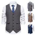 thumbnail image 4 of Chaleco de traje vintage para hombre con bolsillos tridimensionales y botonadura sencilla, 4 of 6