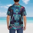 thumbnail image 4 of Gukieu Space Skeleton Meditation Print Men's Short-sleeved Shirts, Button-down Lapel Hawaiian Shirts, T-shirts, Beach Vacation Summer Casual Wear,Medium, 4 of 7