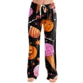 thumbnail image 2 of Womens Halloween Comfy Pajama Pants Pumpkin Face Print Casual Elastic Waist Pjs Lounge, 2 of 5