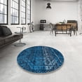 thumbnail image 4 of Ahgly Company Machine Washable Indoor Rectangle Abstract Bright Navy Blue Area Rugs, 5' x 7', 4 of 7