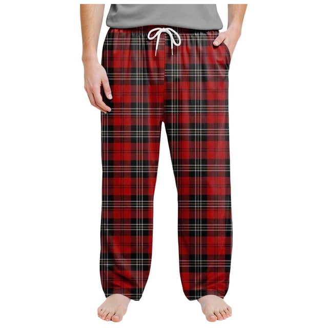Caqnni Mens Sweatpants with Pockets Fashion Drawstring Elastic Waist Solid Color Casual Sweat Length Pants Open Bottom(A-Red,XL)