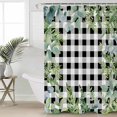 thumbnail image 4 of Shower Curtain Bathroom Set Summer Rustic Eucalyptus Leaf Waterproof Fabric Shower Curtains with Grommets&Hooks Black White Buffalo Plaid Privacy Bath Curtain for Bathtub 72x72in, 4 of 7