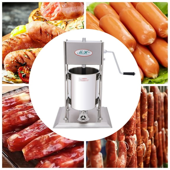 Stainless Steel Vertical Sausage Stuffer, Sliver, Dual Speed, 2 in 1 Sausage Maker/ Spanish Churro Maker (10L)