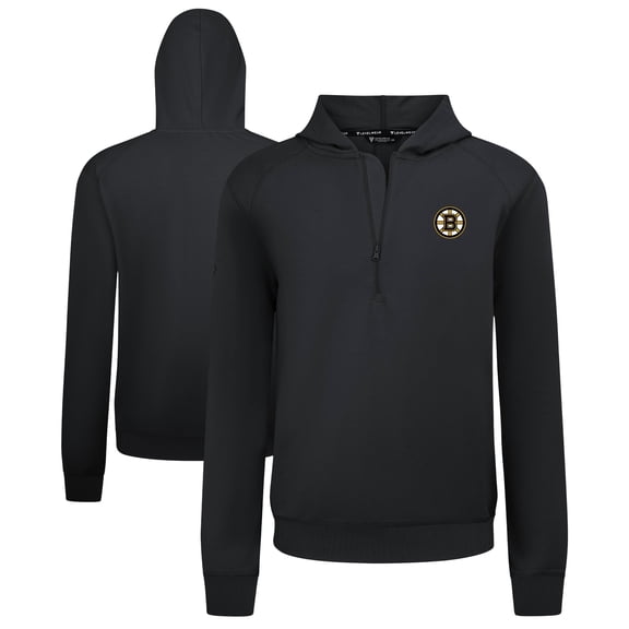 Men's Levelwear Black Boston Bruins Technic Quarter-Zip Pullover Hoodie
