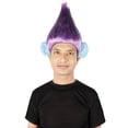 thumbnail image 2 of HPO Adult Unisex Pointy Fairy Purple Color Troll Wig with Blue Ears, Perfect for Festivals and Halloween, 2 of 9