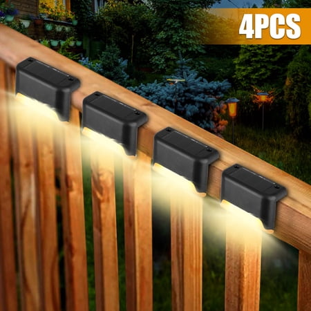 GRNSHTS Solar Deck Lights Outdoor  4 Pack Fence Post Solar Lights  Solar Step Lights Outdoor Waterproof for Outdoor Pathway  Yard  Patio  Stairs  Step and Fences