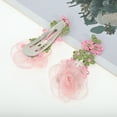 thumbnail image 3 of Unique Bargains 2 Pcs Hair Clip Grace Pastoral Style Mesh Flowers Duckbill Clip Pink, 3 of 5