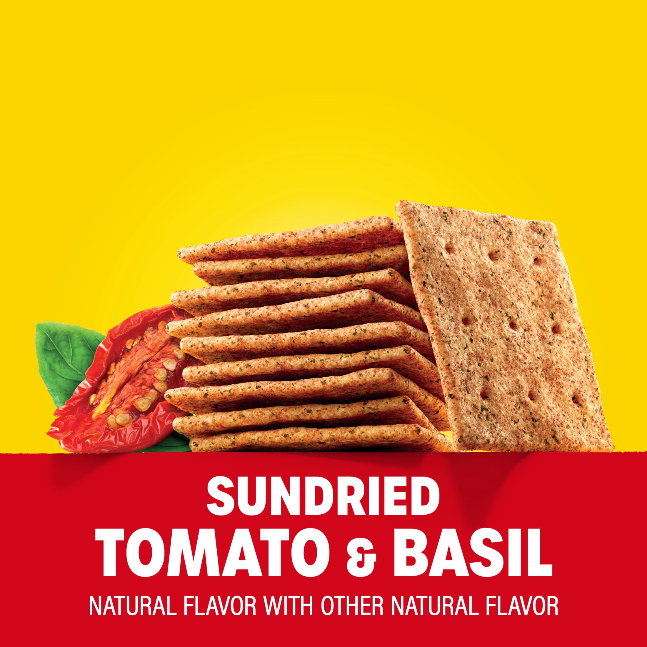 (3 pack) WHEAT THINS Sundried Tomato & Basil Snacks, Whole Grain Wheat Crackers, Family Size, 13 oz