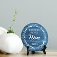 thumbnail image 2 of Round He Cares For Those Who Trust In Him Nahum 1:7 Blue Wood Color Circle Table Sign (5x5"), 2 of 4