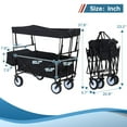thumbnail image 5 of Collapsible Folding Wagon Portable Beach Wagon Utility Shopping Cart Heavy Duty Garden Cart Lounge Wagon Grocery Cart with Removable Canopy for Grocery, Garden, Beach, Sport, Shop, Camping, Black, 5 of 7