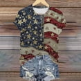 thumbnail image 4 of Levmjia Women's 4th of July American Flag T-Shirt Patriotic Fringe Front Tie Short Sleeve Crewneck USA Graphic Top Fourth of July Holiday Shirt, 4 of 5